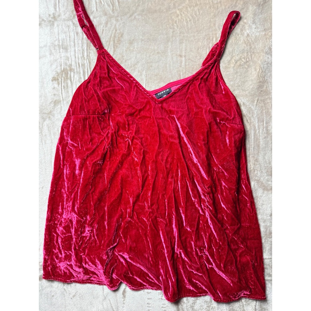 Torrid Womens  Crushed Velvet V-Neck Cami Tank‎ Top Babydoll Glam Festival